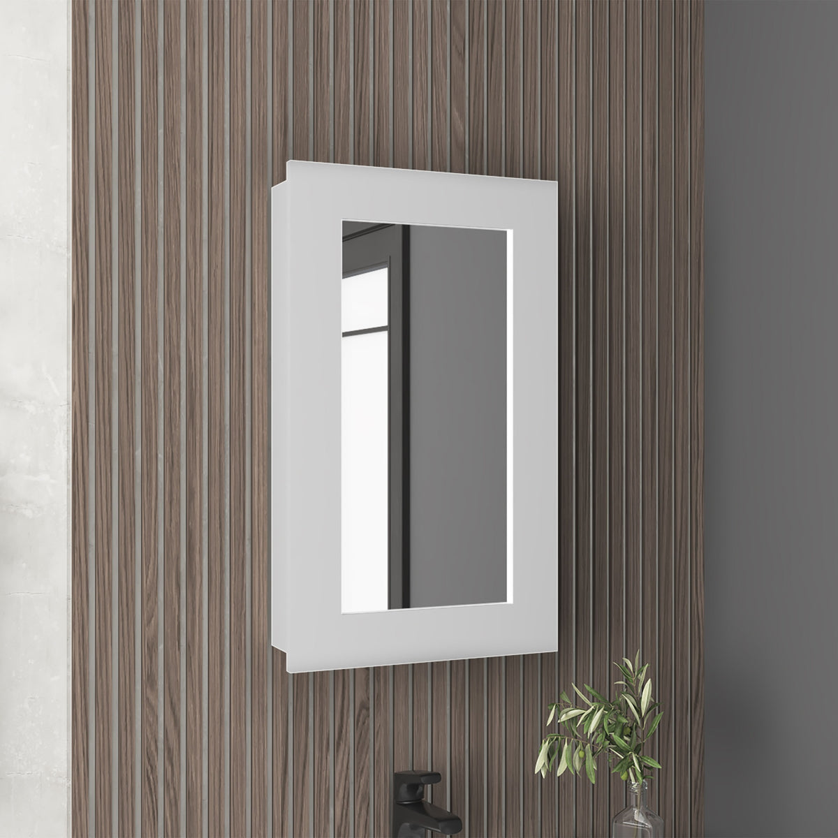 Juno 25.7" H x 15.7" W Narrow  Mirror Medicine Cabinet, One door with Three interior Shelves for Bathroom, Kitchen White