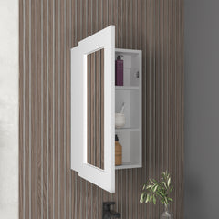 Juno 25.7" H x 15.7" W Narrow  Mirror Medicine Cabinet, One door with Three interior Shelves for Bathroom, Kitchen White