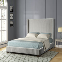 Queen Upholstered Bed in a Box  Light Gray