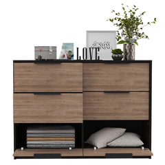 4 Drawer Double Dresser Maryland, Bedroom, Black / Pine