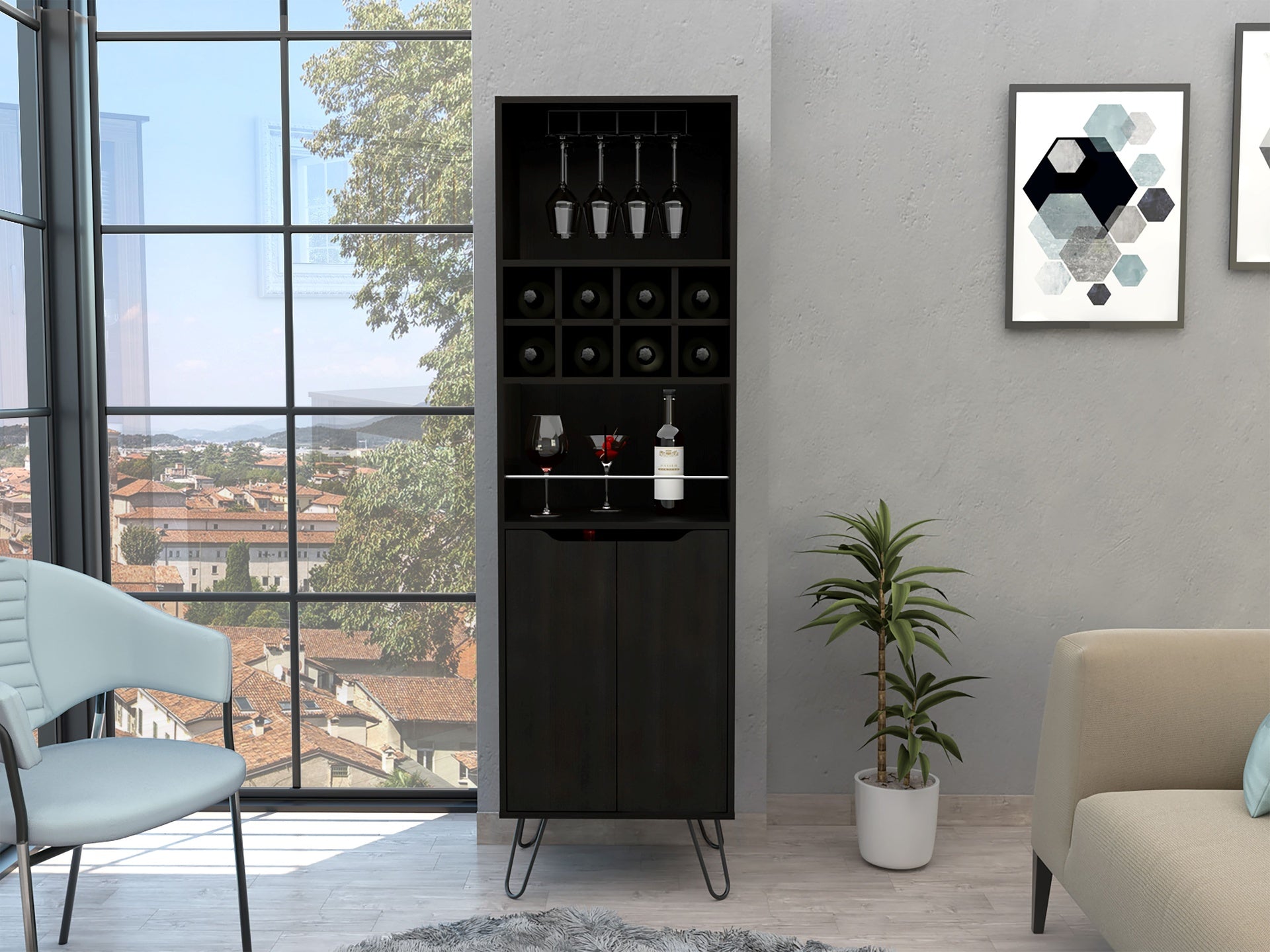 H Bar Cabinet Silhill, Living Room, Black