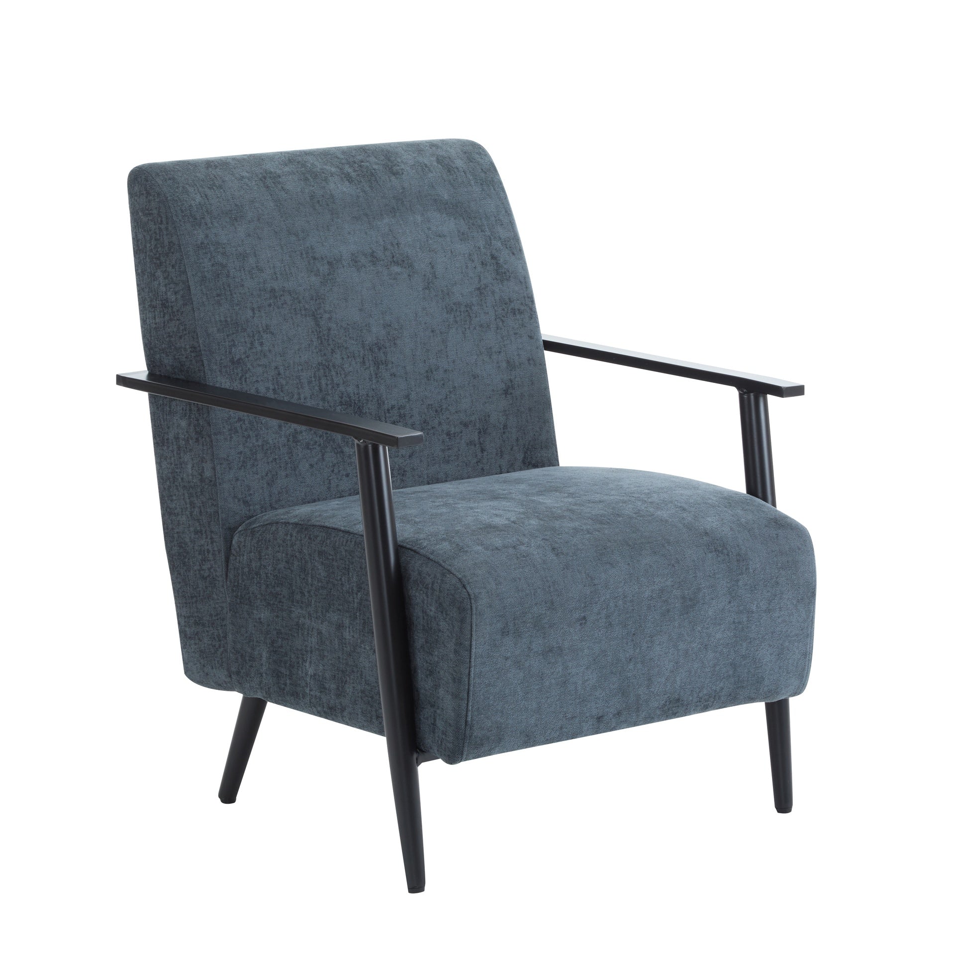 26.38" Modern Blue Gray Lounge Chair with Polyester Upholstery and Sturdy Metal Frame, Ideal for Living Room, Bedroom, or Office
