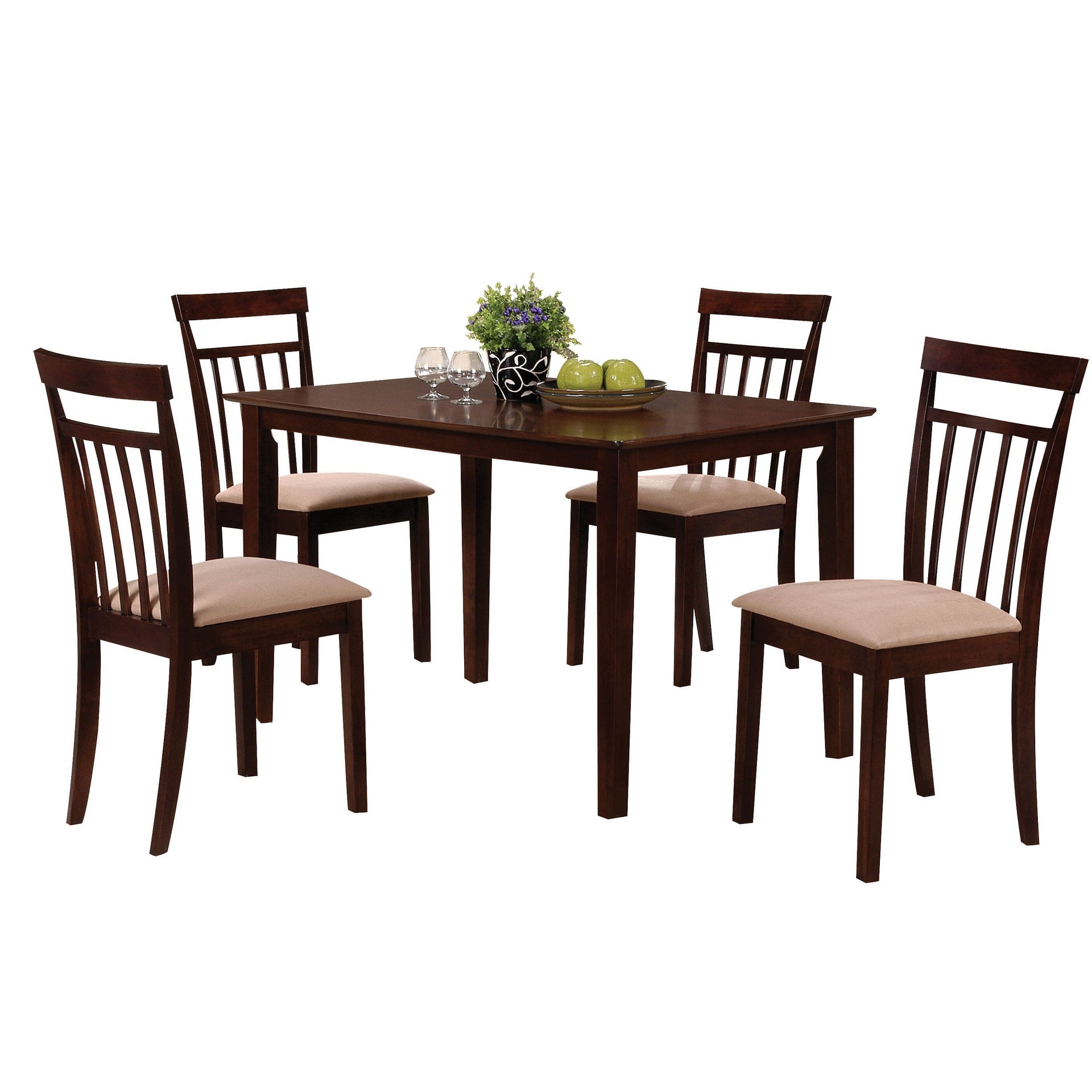 Espresso and Beige 5-piece Dining Set