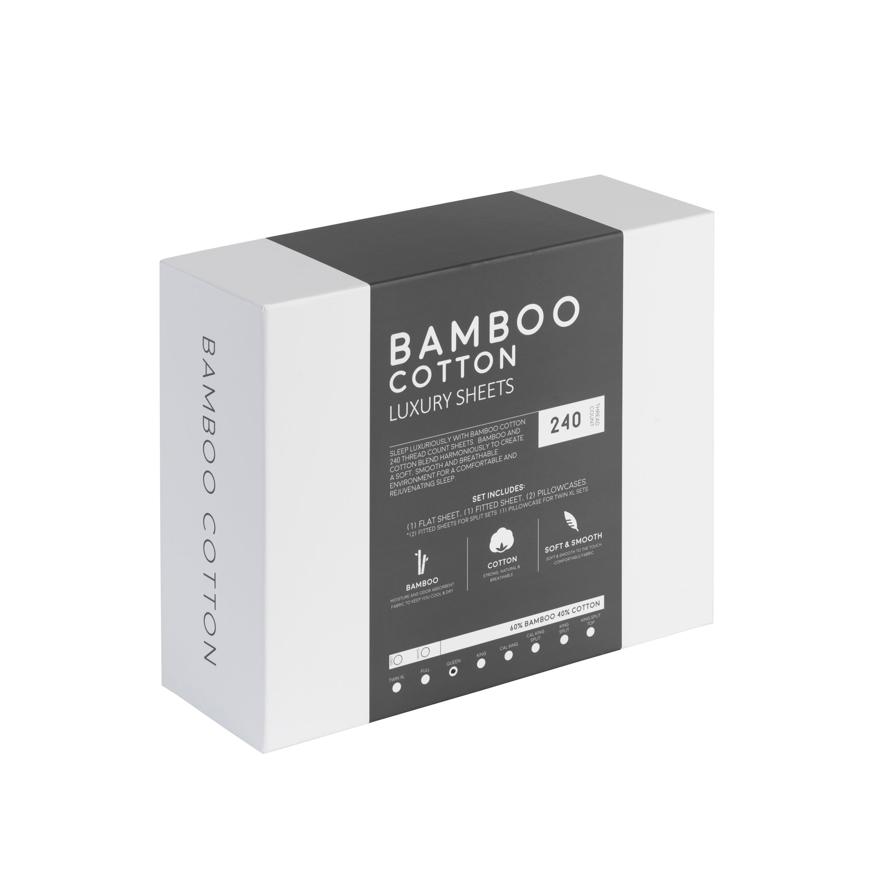 Bamboo Cotton Sheets Soft and Smooth with Viscose from Bamboo Grey Queen