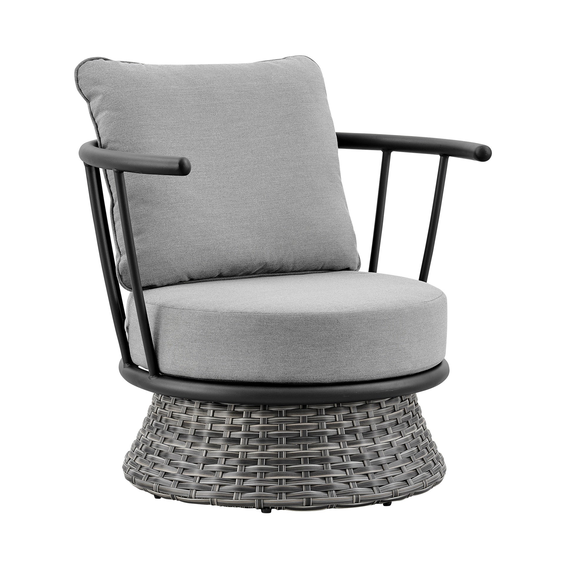 Novante Wicker and Aluminum Outdoor Chair in Black and Dark Gray