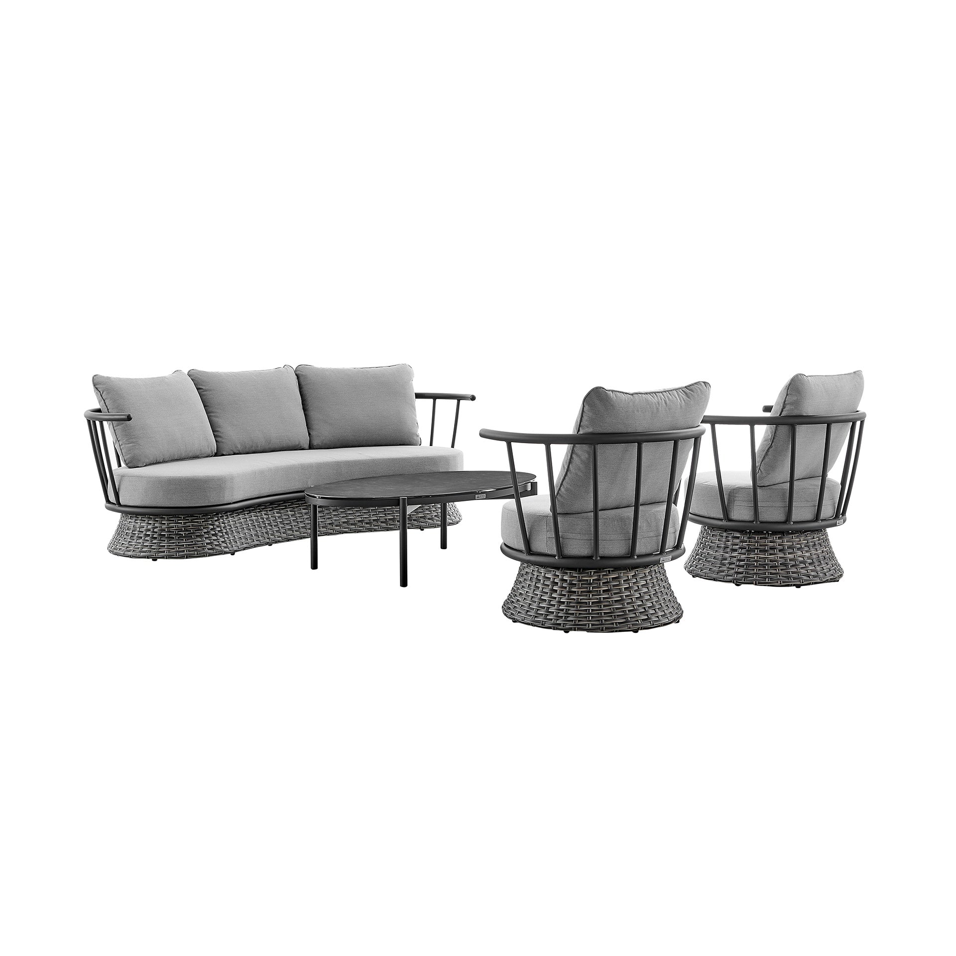 Novante Wicker and Aluminum Outdoor Chair in Black and Dark Gray