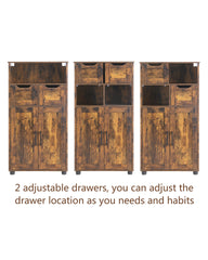 Tall Storage Cabinet, Bathroom Storage Cabinet with 2 Large Drawer & Adjustable Shelf,for Living Room, Home Office, Kitchen Rustic Brown