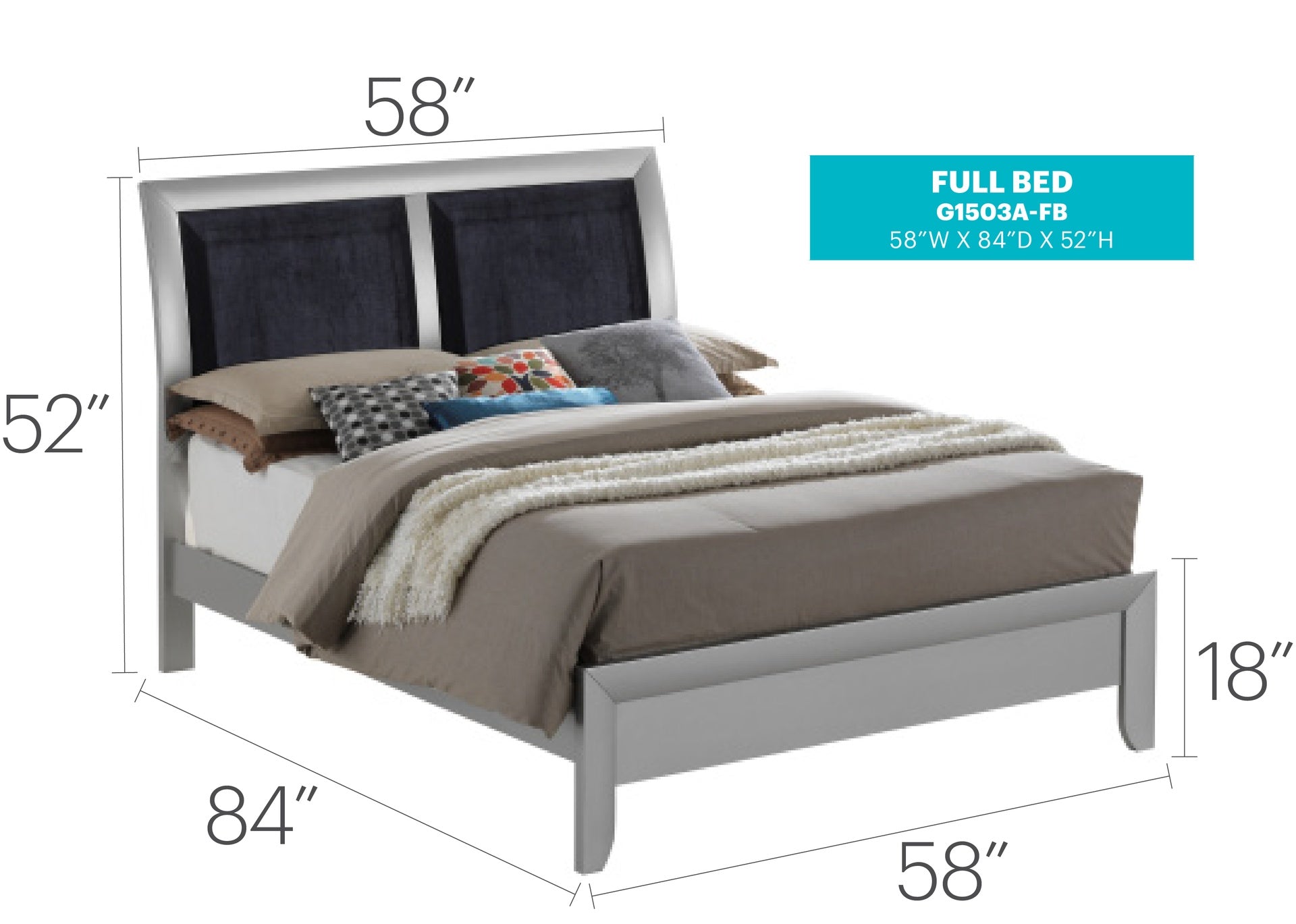 Contemporary Silver Champagne Full Bed