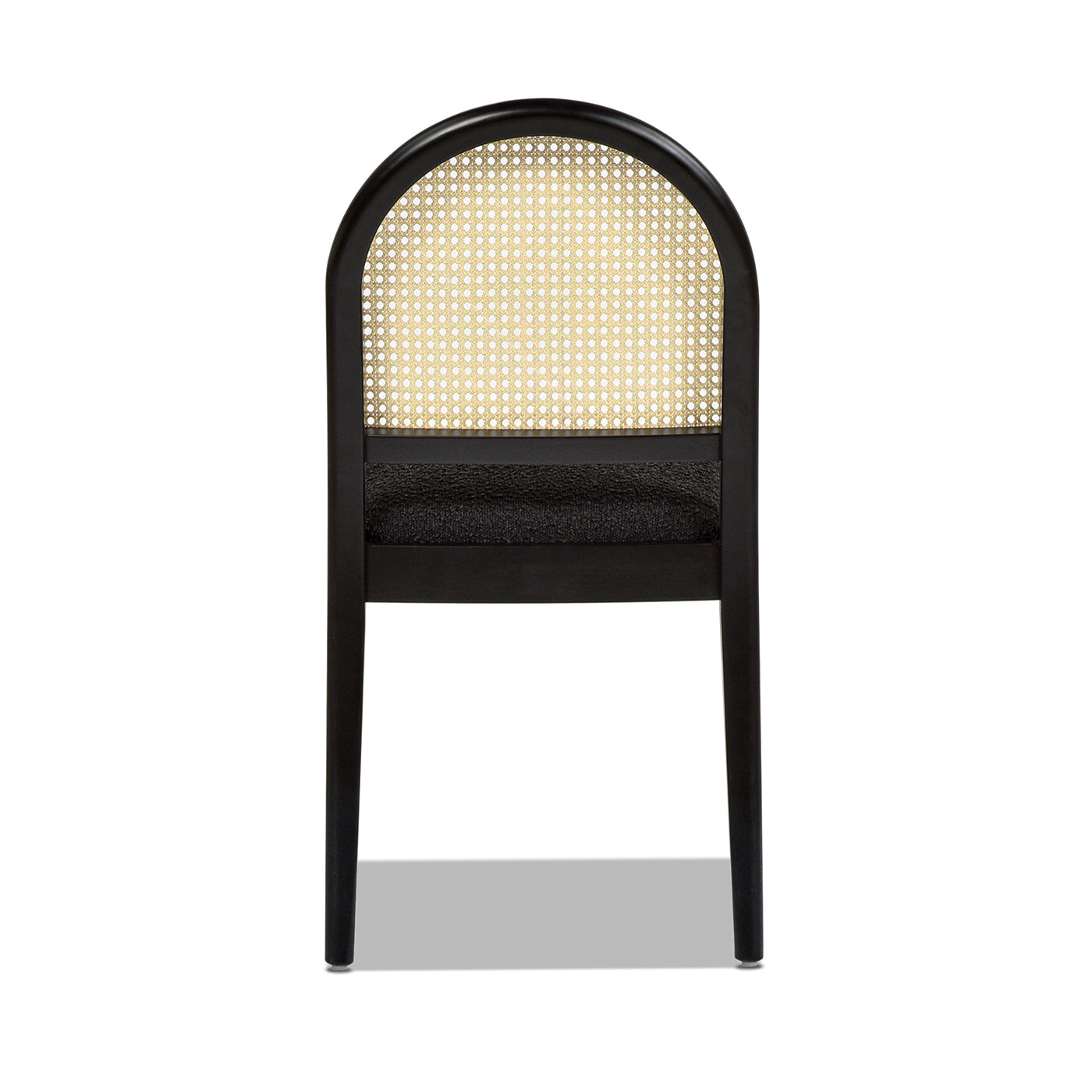 Panama 18.5" Curved Resin Cane Rattan Side Dining Chair, Set of 2, Ebony Black Boucle