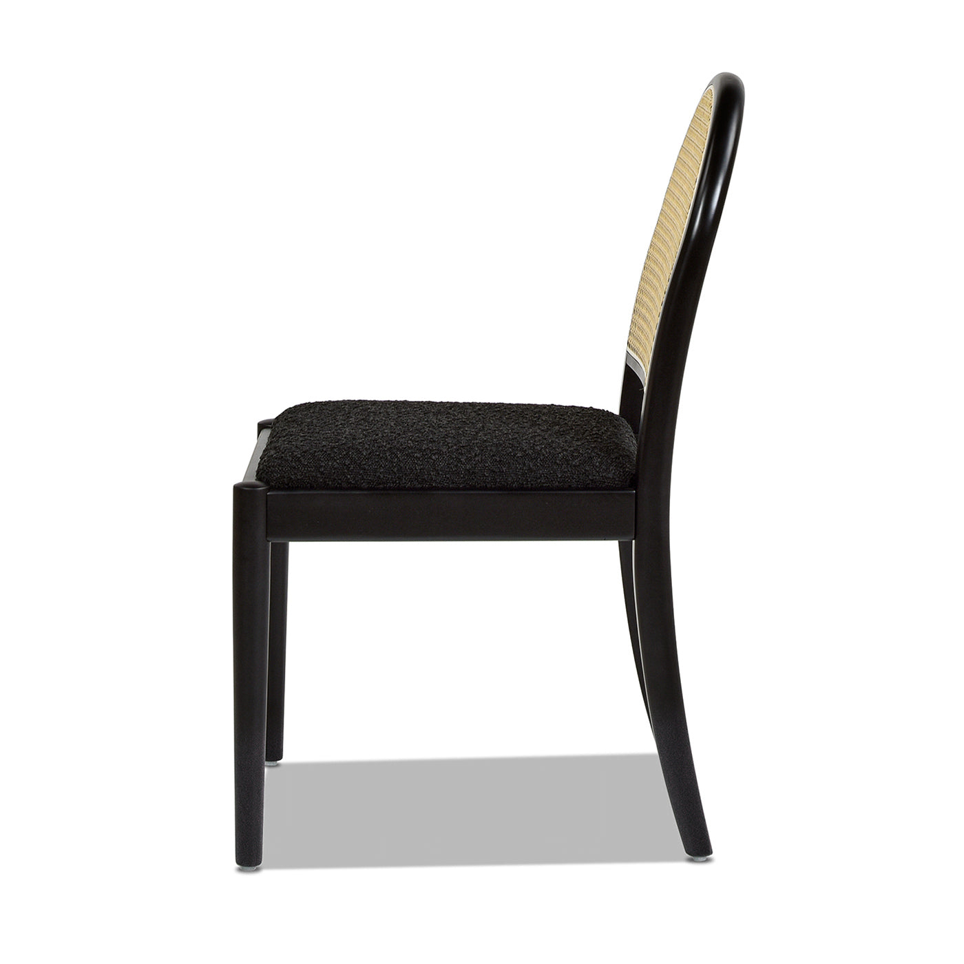 Panama 18.5" Curved Resin Cane Rattan Side Dining Chair, Set of 2, Ebony Black Boucle