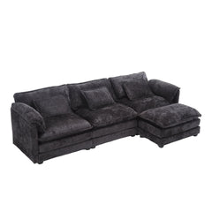 UNITED WE WIN 112" Oversized Sectional Sofa Cloud Couch for Living Room, Modern Chenille L Shaped Couch, Comfy Boucle Modular Sofa Sleeper with Moveable Ottoman & Memory Foam