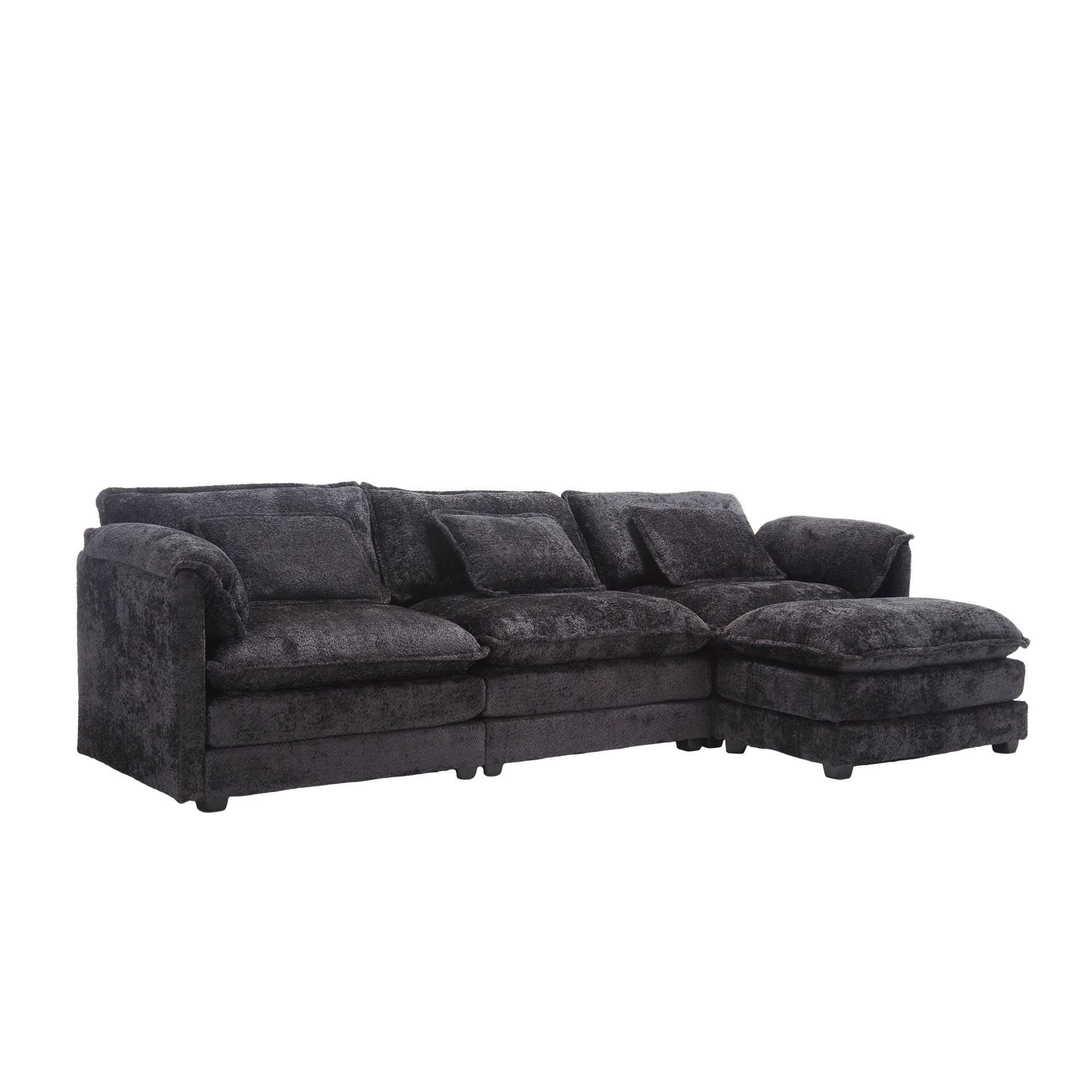 UNITED WE WIN 112" Oversized Sectional Sofa Cloud Couch for Living Room, Modern Chenille L Shaped Couch, Comfy Boucle Modular Sofa Sleeper with Moveable Ottoman & Memory Foam