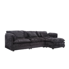 UNITED WE WIN 112" Oversized Sectional Sofa Cloud Couch for Living Room, Modern Chenille L Shaped Couch, Comfy Boucle Modular Sofa Sleeper with Moveable Ottoman & Memory Foam