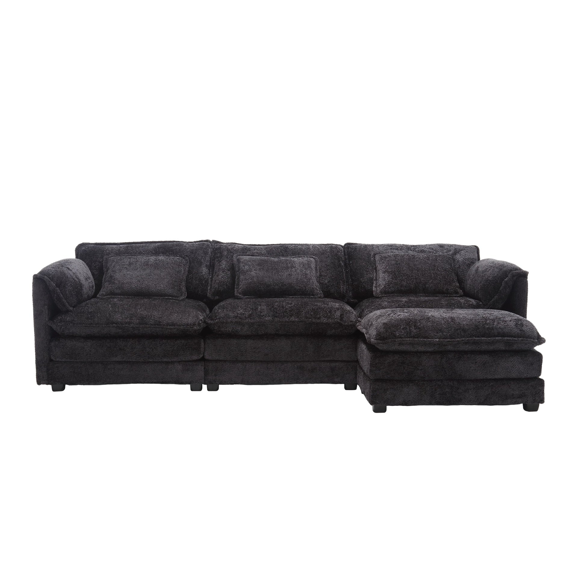 UNITED WE WIN 112" Oversized Sectional Sofa Cloud Couch for Living Room, Modern Chenille L Shaped Couch, Comfy Boucle Modular Sofa Sleeper with Moveable Ottoman & Memory Foam