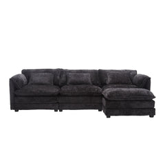 UNITED WE WIN 112" Oversized Sectional Sofa Cloud Couch for Living Room, Modern Chenille L Shaped Couch, Comfy Boucle Modular Sofa Sleeper with Moveable Ottoman & Memory Foam