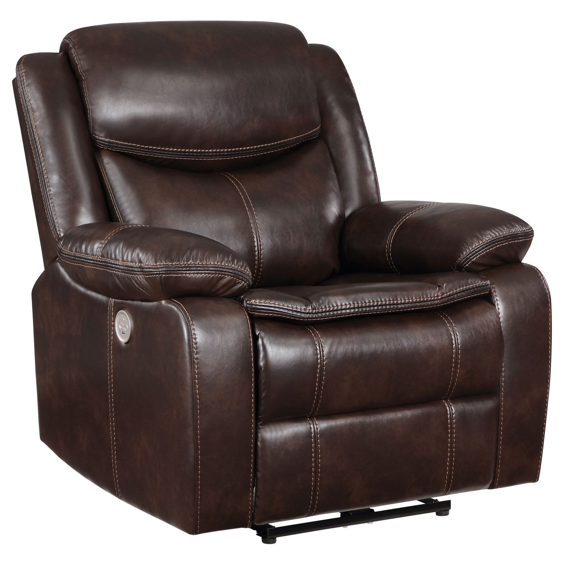 Salerno Dark Brown Upholstered Power Recliner Chair