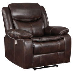 Salerno Dark Brown Upholstered Power Recliner Chair