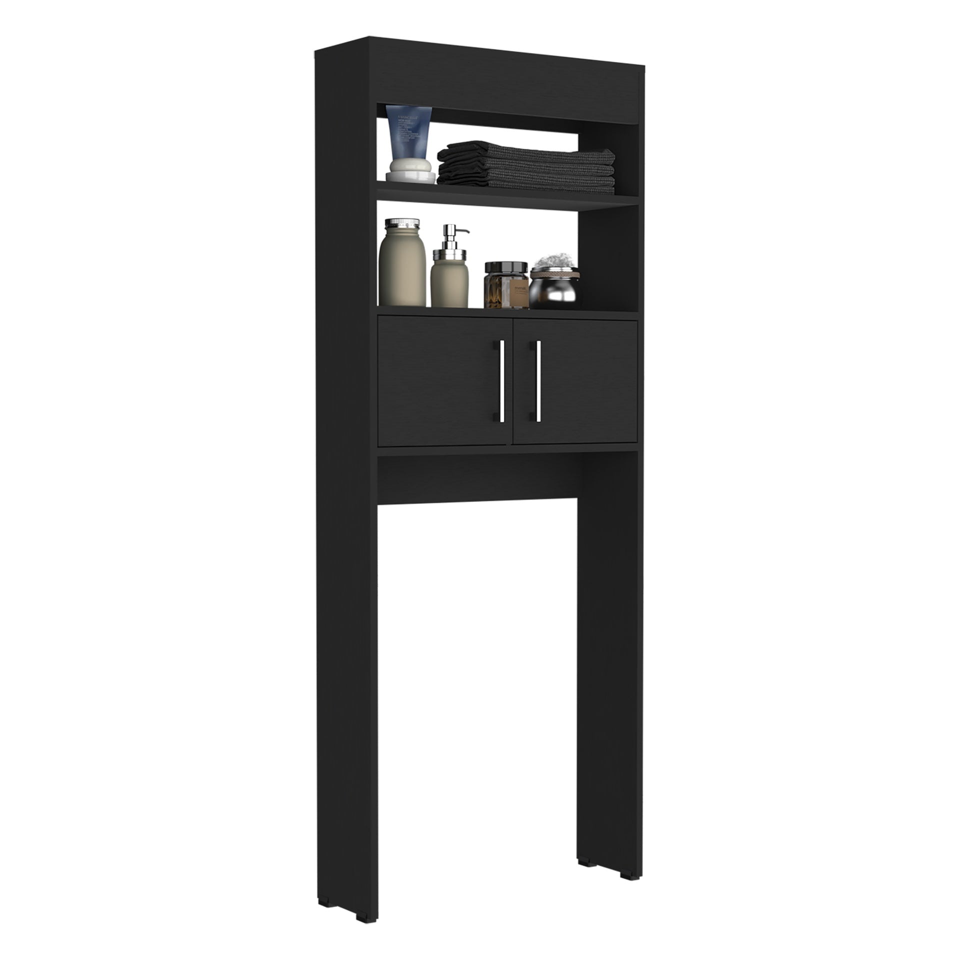 Madrid  Over The Toilet Cabinet, Double Door, Two Shelves -Black