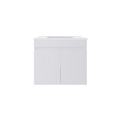 Chaux Floating, Wide Double Door Vanity, With Resin Sink And Two Shelves, Bathroom Storage, White