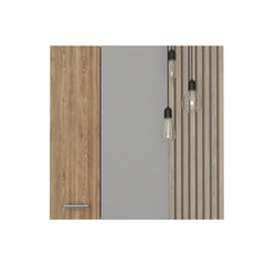 Sines Mirror Medicine Cabinet, With Four Internal Shelves, Double Door, Minimalist Bathroom Storage, Pine
