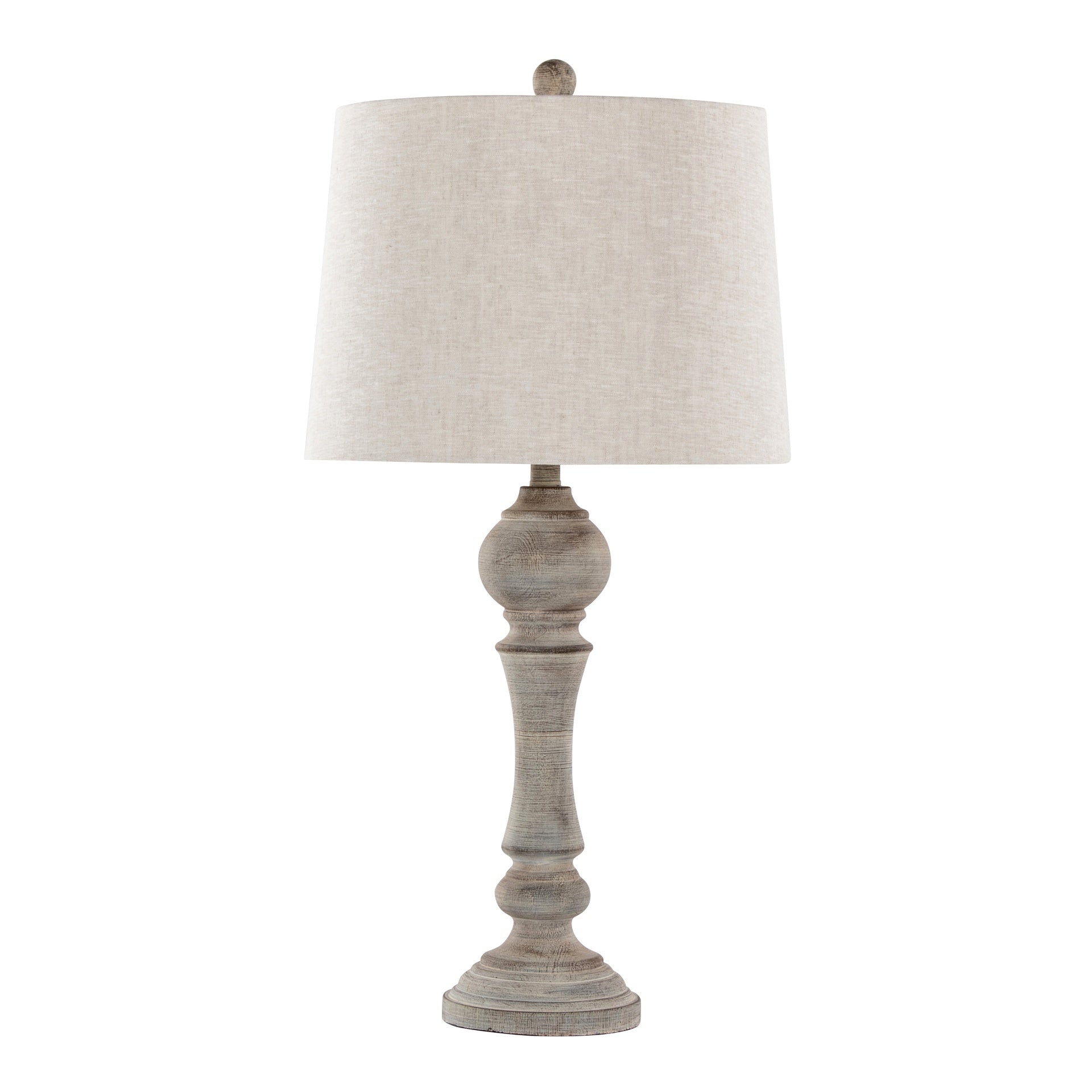 Winston 32" Farmhouse Poly Table Lamp in Reclaimed Grey Polyresin with Oat Linen Shade from Grandview Gallery by  - Set of 2