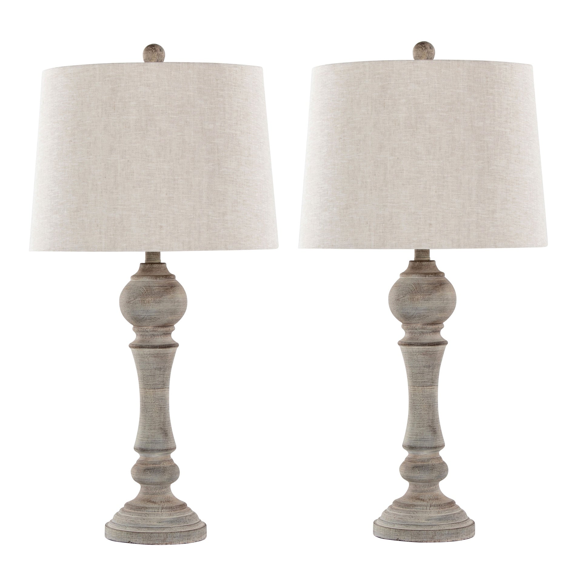 Winston 32" Farmhouse Poly Table Lamp in Reclaimed Grey Polyresin with Oat Linen Shade from Grandview Gallery by  - Set of 2