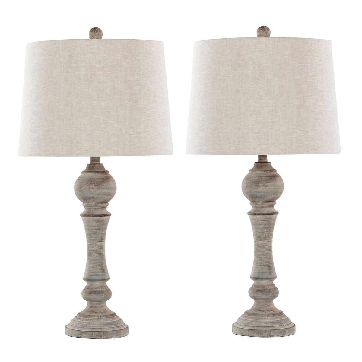 Winston 32" Farmhouse Poly Table Lamp in Reclaimed Grey Polyresin with Oat Linen Shade from Grandview Gallery by  - Set of 2