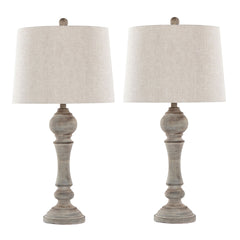 Winston 32" Farmhouse Poly Table Lamp in Reclaimed Grey Polyresin with Oat Linen Shade from Grandview Gallery by  - Set of 2