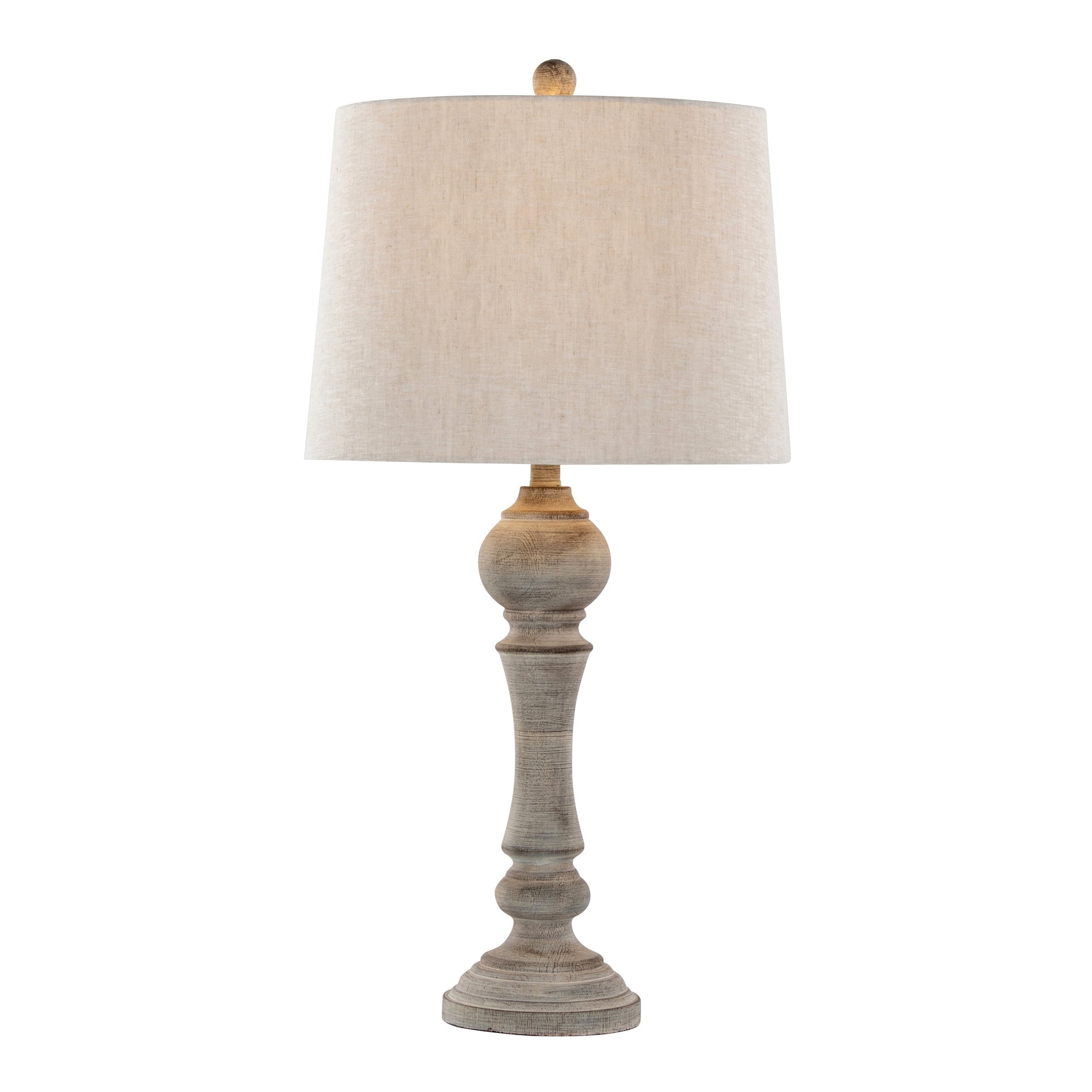 Winston 32" Farmhouse Poly Table Lamp in Reclaimed Grey Polyresin with Oat Linen Shade from Grandview Gallery by  - Set of 2