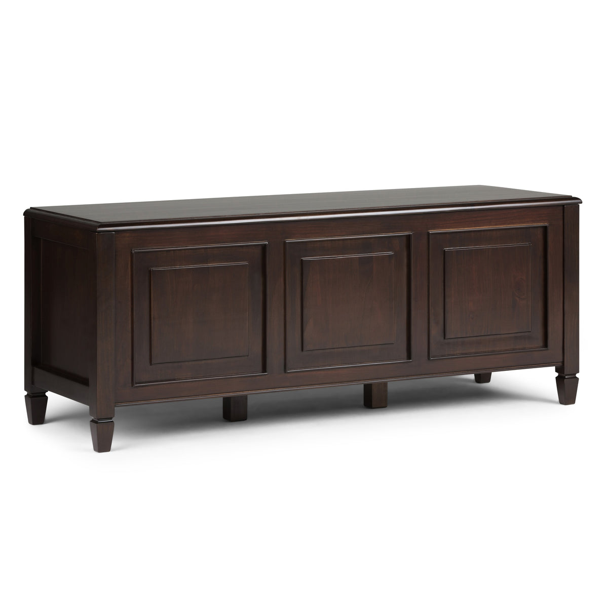 Connaught 51 inch Wide Solid Wood Storage Bench Trunk in Dark Chestnut Brown