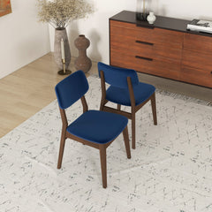 Carlos Blue Velvet Solid Back Side Chair (Set Of 2)