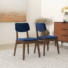 Carlos Blue Velvet Solid Back Side Chair (Set Of 2)