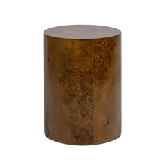 Nebula 20" Accent Oval Pillar Side Table, Medium Brown Walnut Burl Wood