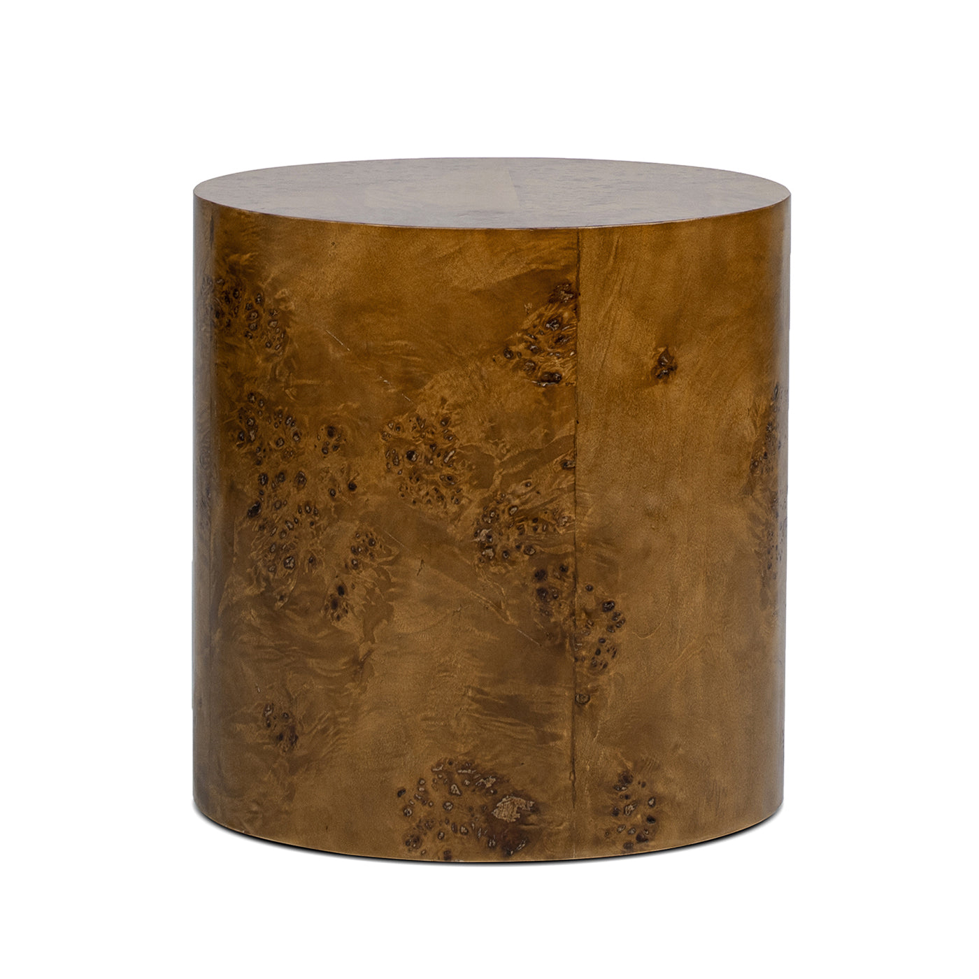 Nebula 20" Accent Oval Pillar Side Table, Medium Brown Walnut Burl Wood
