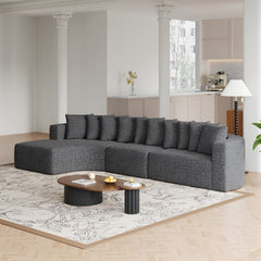 131.1-inch Chenille Sectional Sofa Set, Modern Cloud-Shaped Curved Sofa, Includes 10 Pillows, Living Room Fabric Corner Sofa, L-Shaped Modular Sofa (Left Chaise)