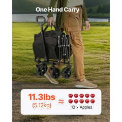 Collapsible Folding Wagon with Wheels, Wagons Carts Foldable with 225lbs Capacity, Lightweight Portable Utility Wagon Cart for Grocery Shopping Sports Camping and Garden