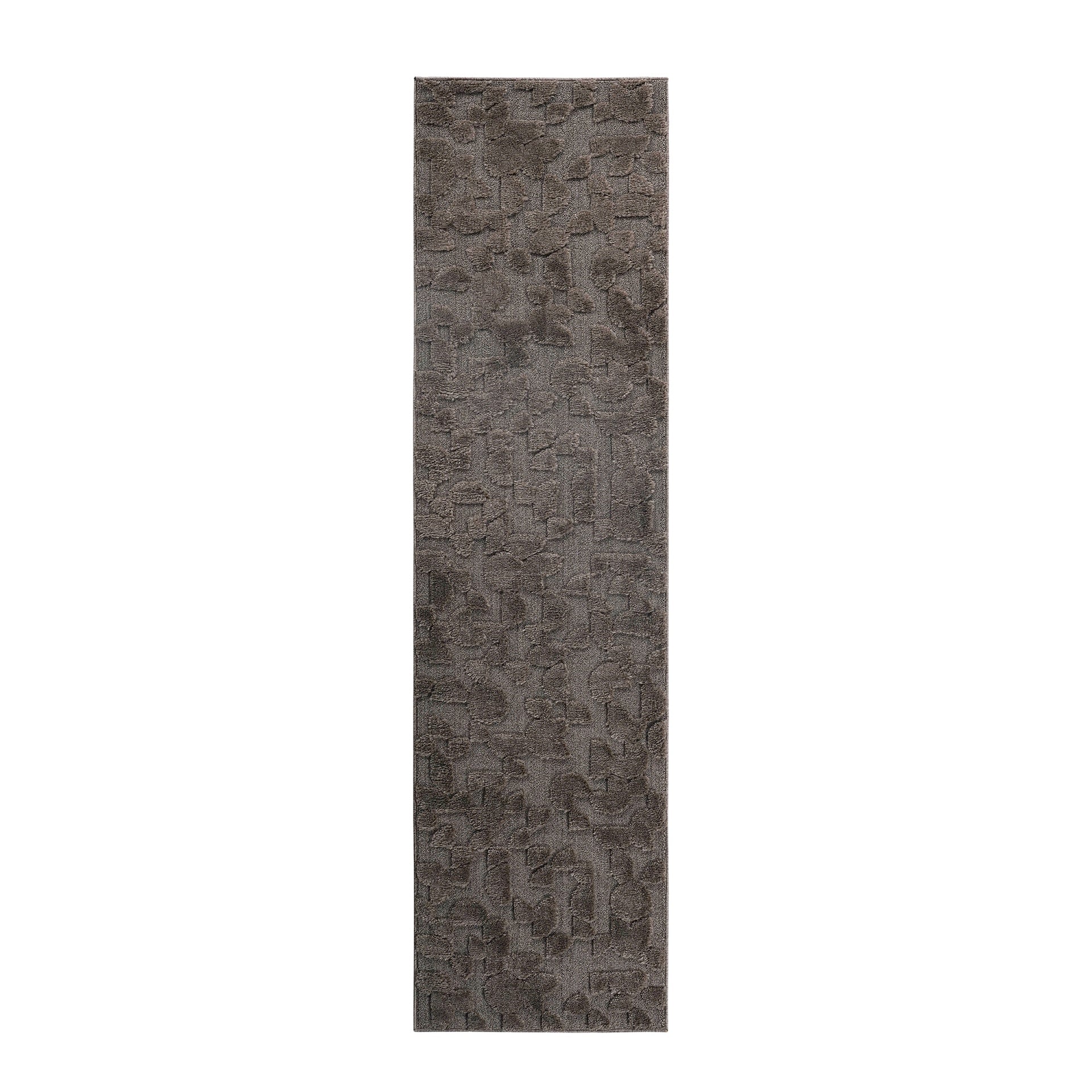 Step Collection High-Low Brown Indoor Runner Rug, 2'2''x8', Modern, Contemporary, Geometric, Bohemian, Bedroom, Kitchen, Living Room, Hallway, Non Shedding Carpet