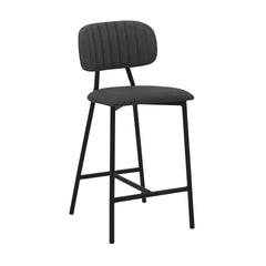 Othene 26" Gray Faux Leather and Metal Counter Height Bar Stool