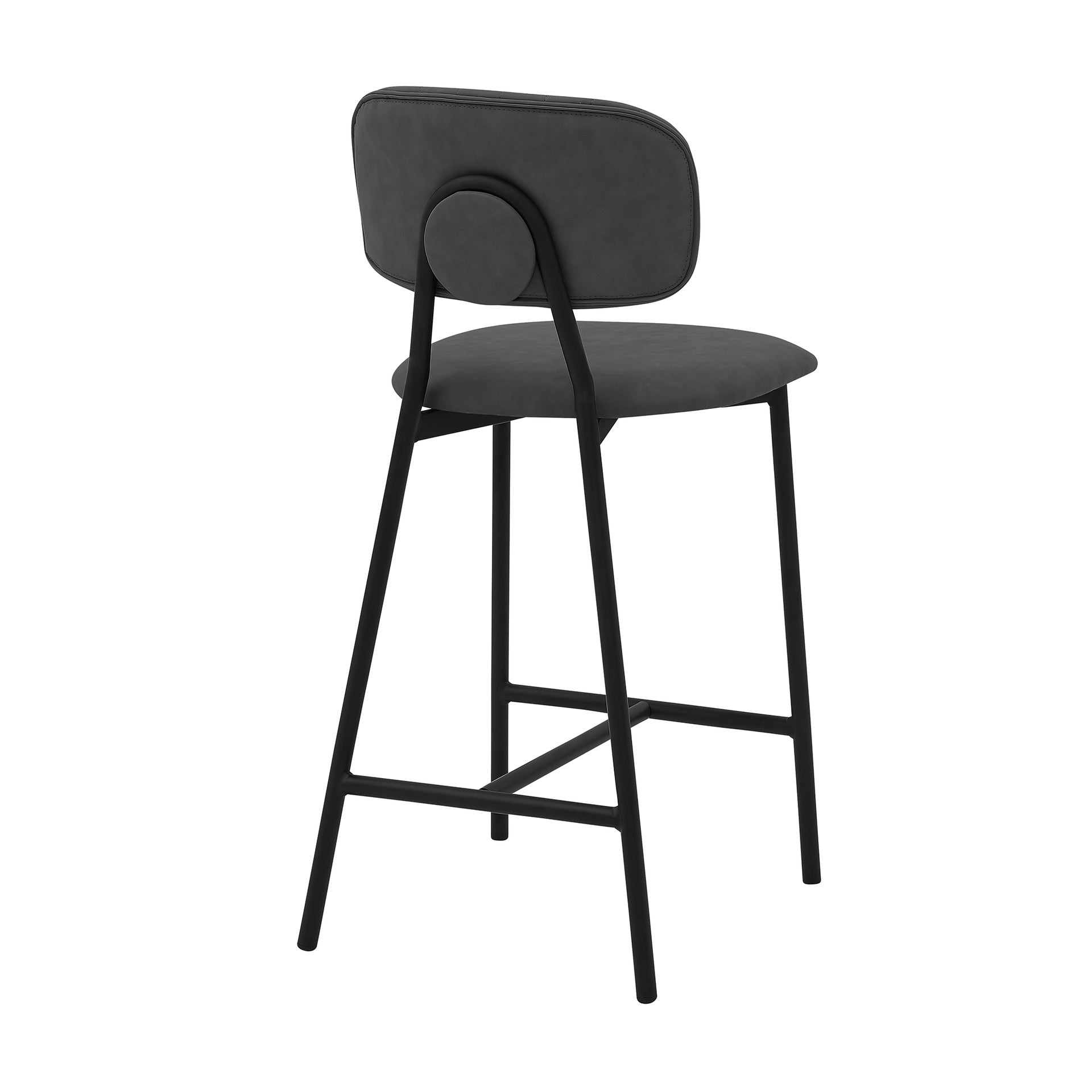 Othene 26" Gray Faux Leather and Metal Counter Height Bar Stool