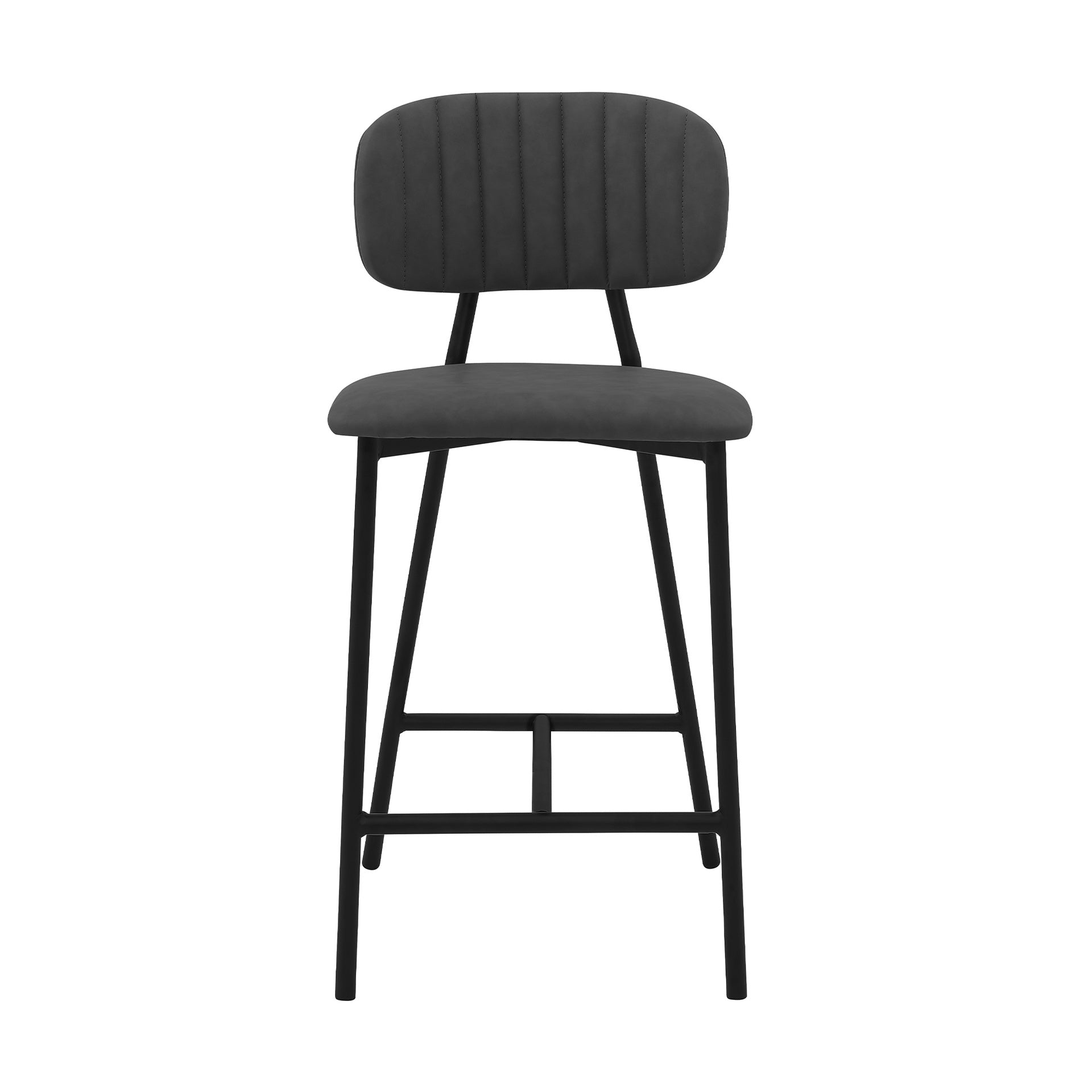 Othene 26" Gray Faux Leather and Metal Counter Height Bar Stool