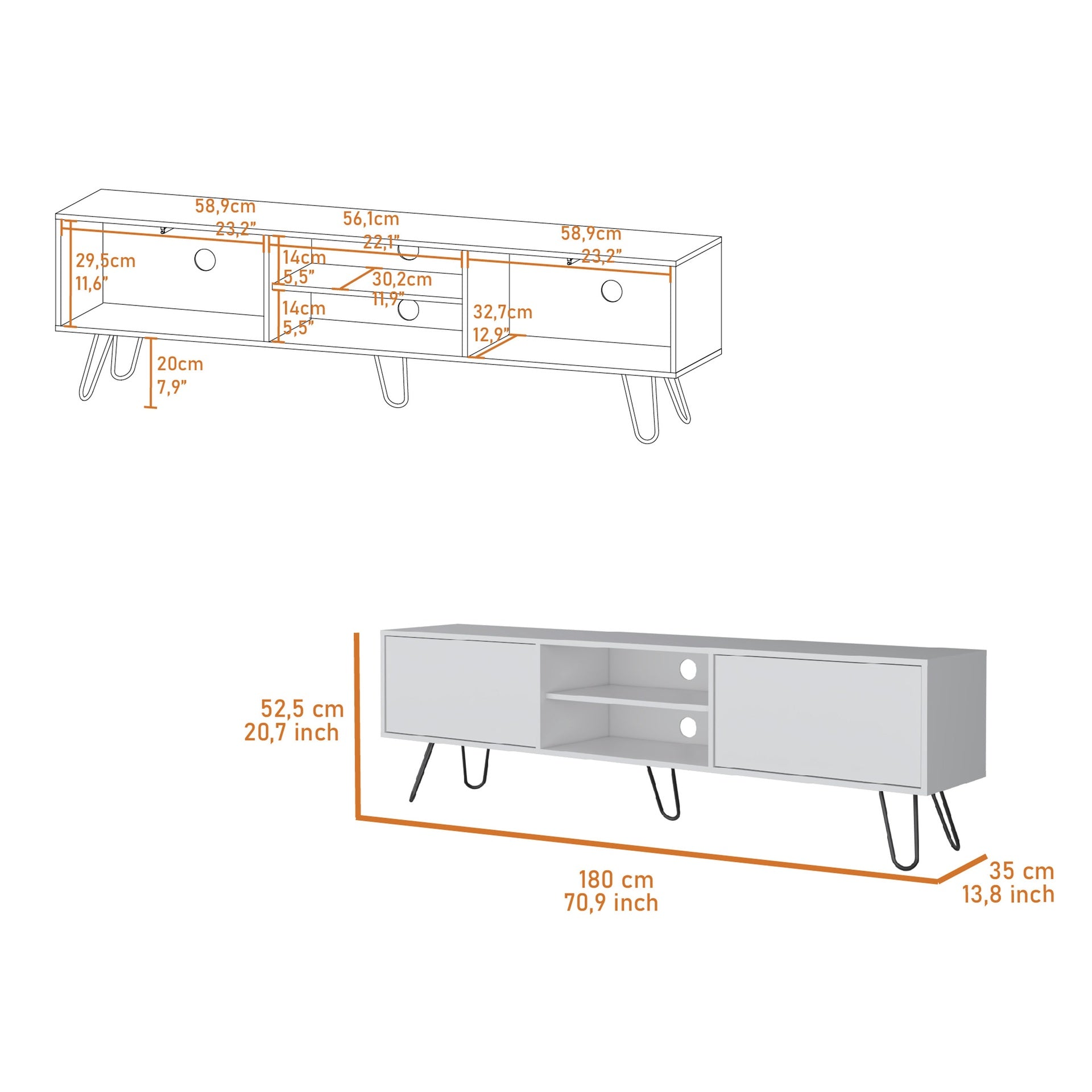 Selby TV Rack, Hairpin Leg Design with Spacious Storage
