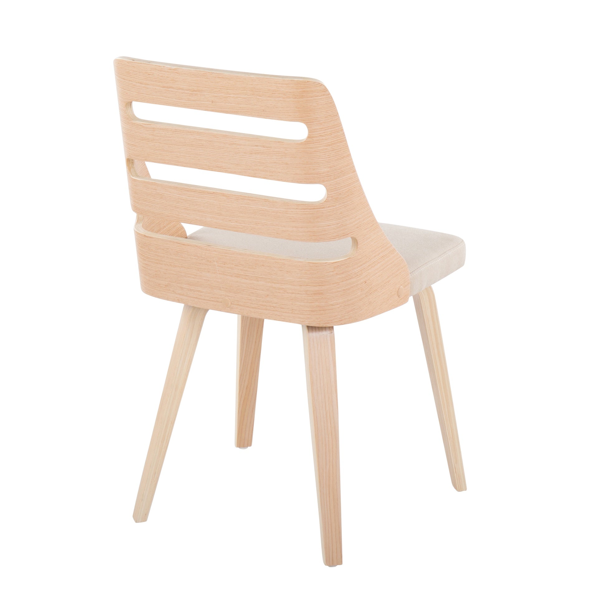 Trevi Mid-Century Modern Dining/Accent Chair in Natural Wood with Cream Fabric by LumiSource