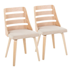 Trevi Mid-Century Modern Dining/Accent Chair in Natural Wood with Cream Fabric by LumiSource
