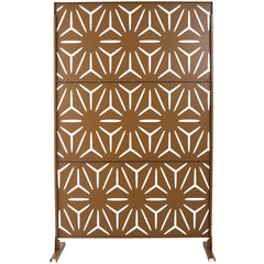 Outdoor & Indoor Privacy Screen Metal Privacy Screen 76" H×48" W, Freestanding Decorative Privacy Screen for Deck Balcony Patio, Privacy Fence Panels for Outside Lawn Garden PS104 BROWN