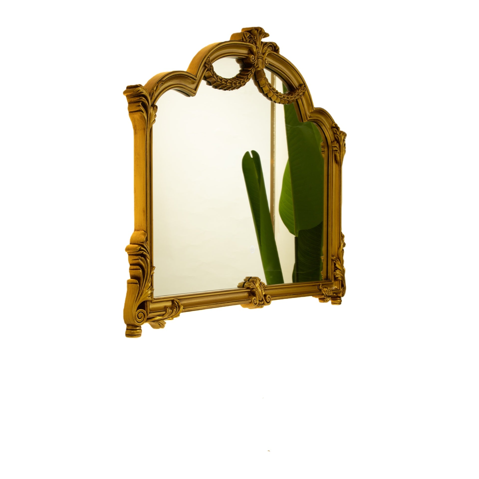 35'' VITI Mirror, Baroque Revival Style PU Mirror with An Ornate Golden Frame, Suitable for Bathroom, Bedroom, Living Room, Corridor, Entryway, etc.