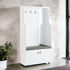Buck II White High Gloss Finish Hall Tree