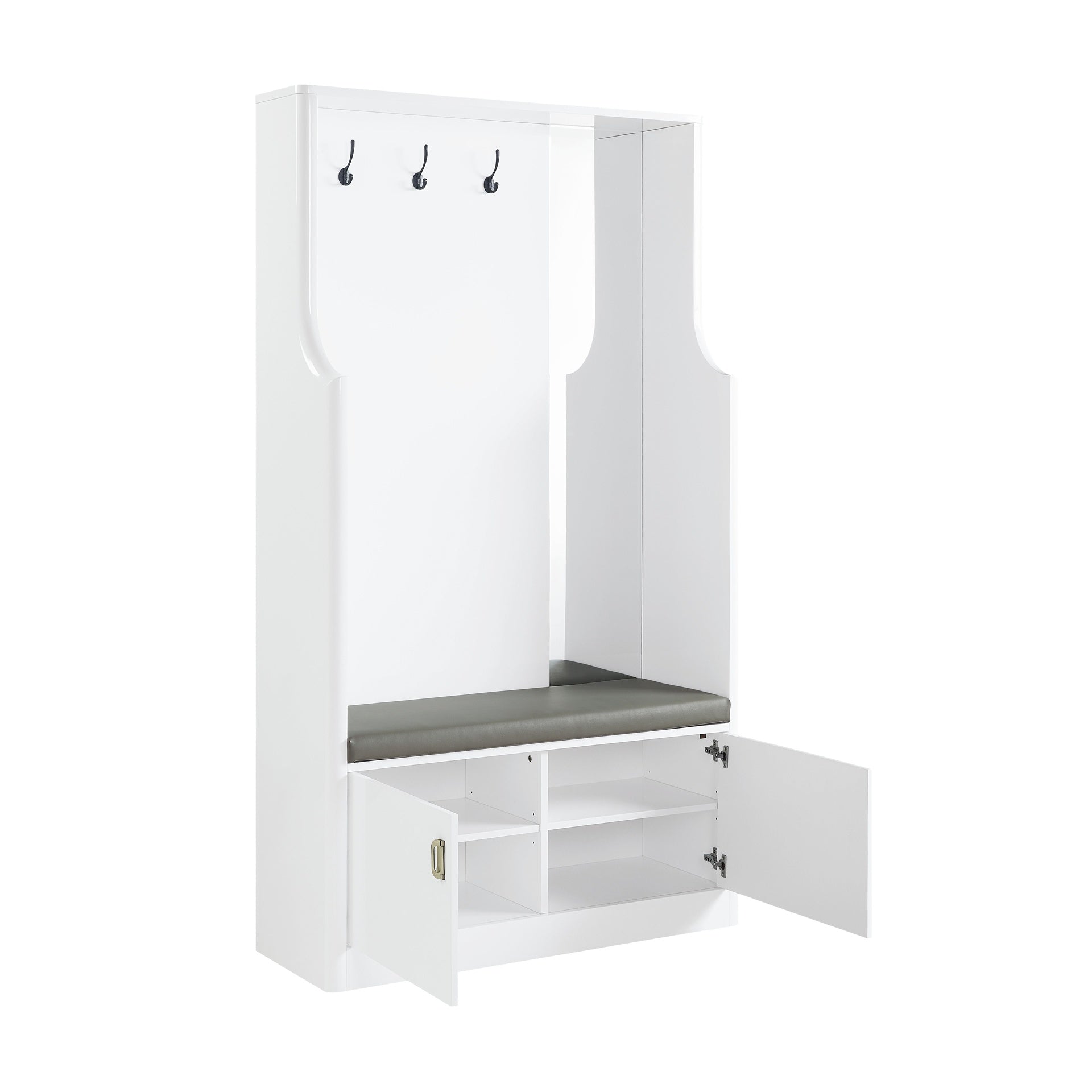 Buck II White High Gloss Finish Hall Tree