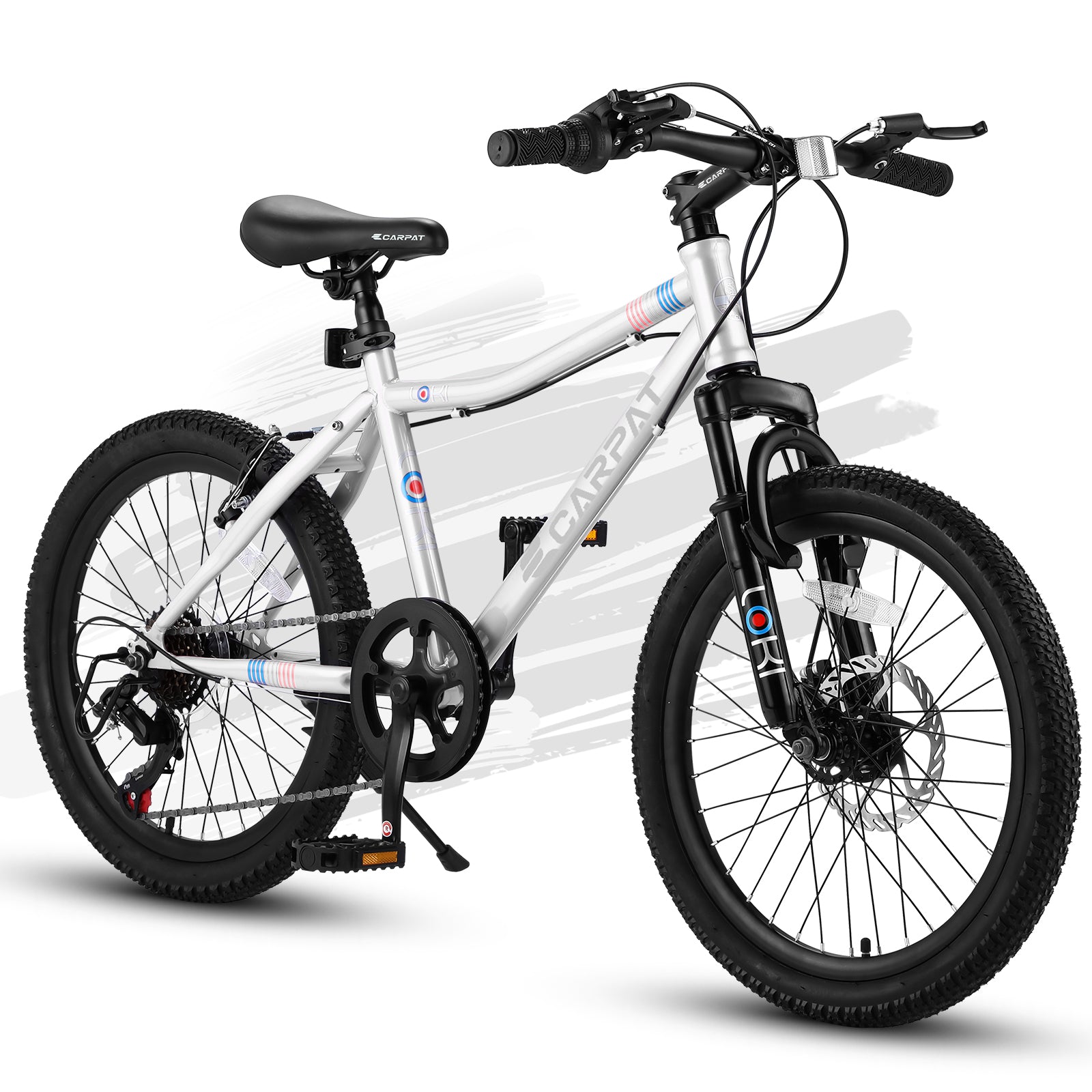 S20101 20 Inch Kids' Bike, Boys Girls Mountain Bike Ages 6-12, 7 Speed Teenager Children Kids' Bicycles, Front Suspension Disc Brake Rear V-Brake, High Steel Frame