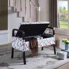 23.25" Tall Wooden Storage Seat, Cherry Blossom Print
