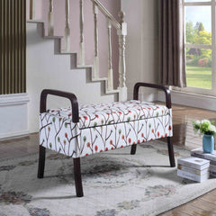 23.25" Tall Wooden Storage Seat, Cherry Blossom Print